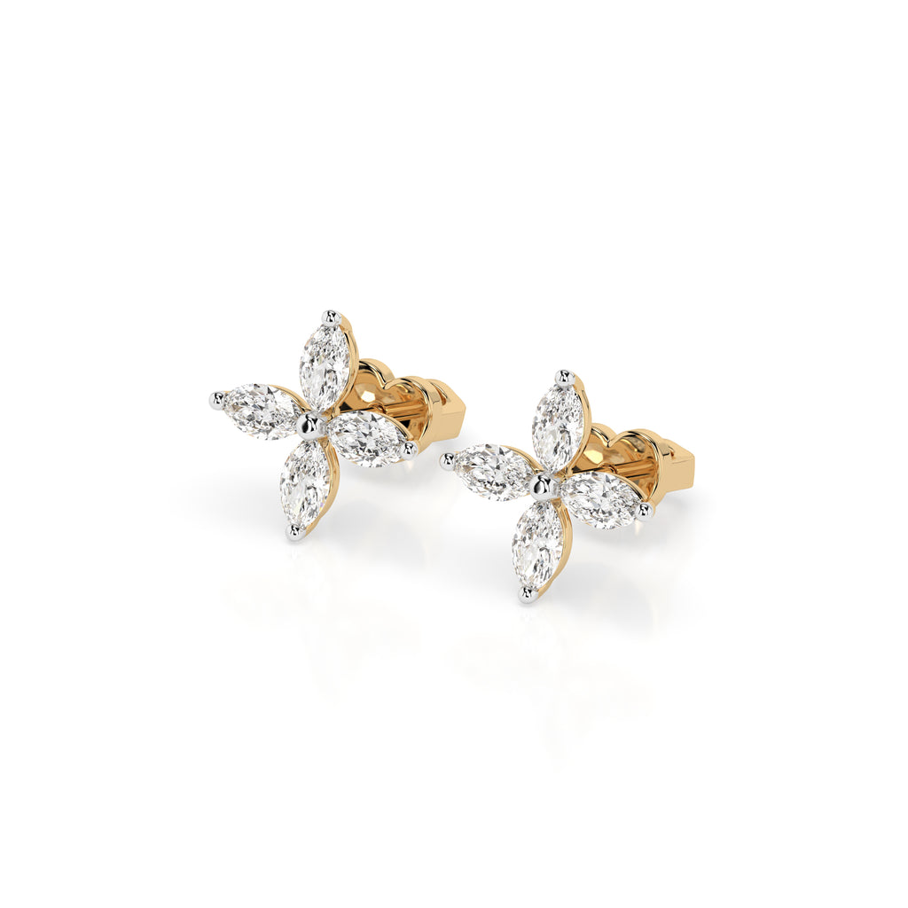Золоті сережки з діамантом «Ілюзія»