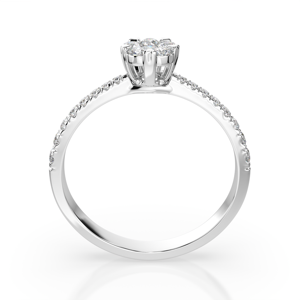 Золота каблучка з діамантом «Ілюзія» — Біле золото