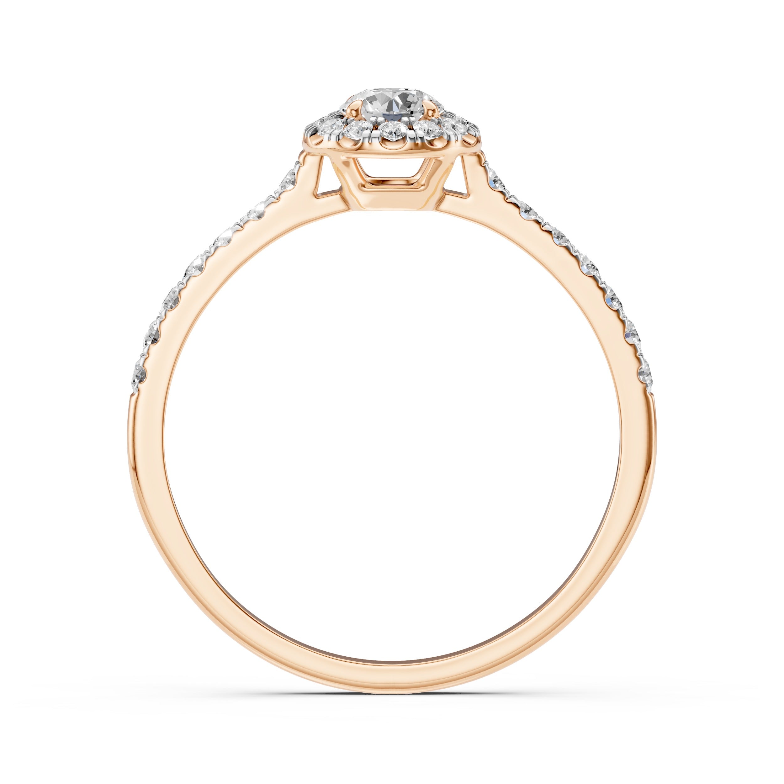 Золота каблучка з діамантом «Класика» — Червоне золото
