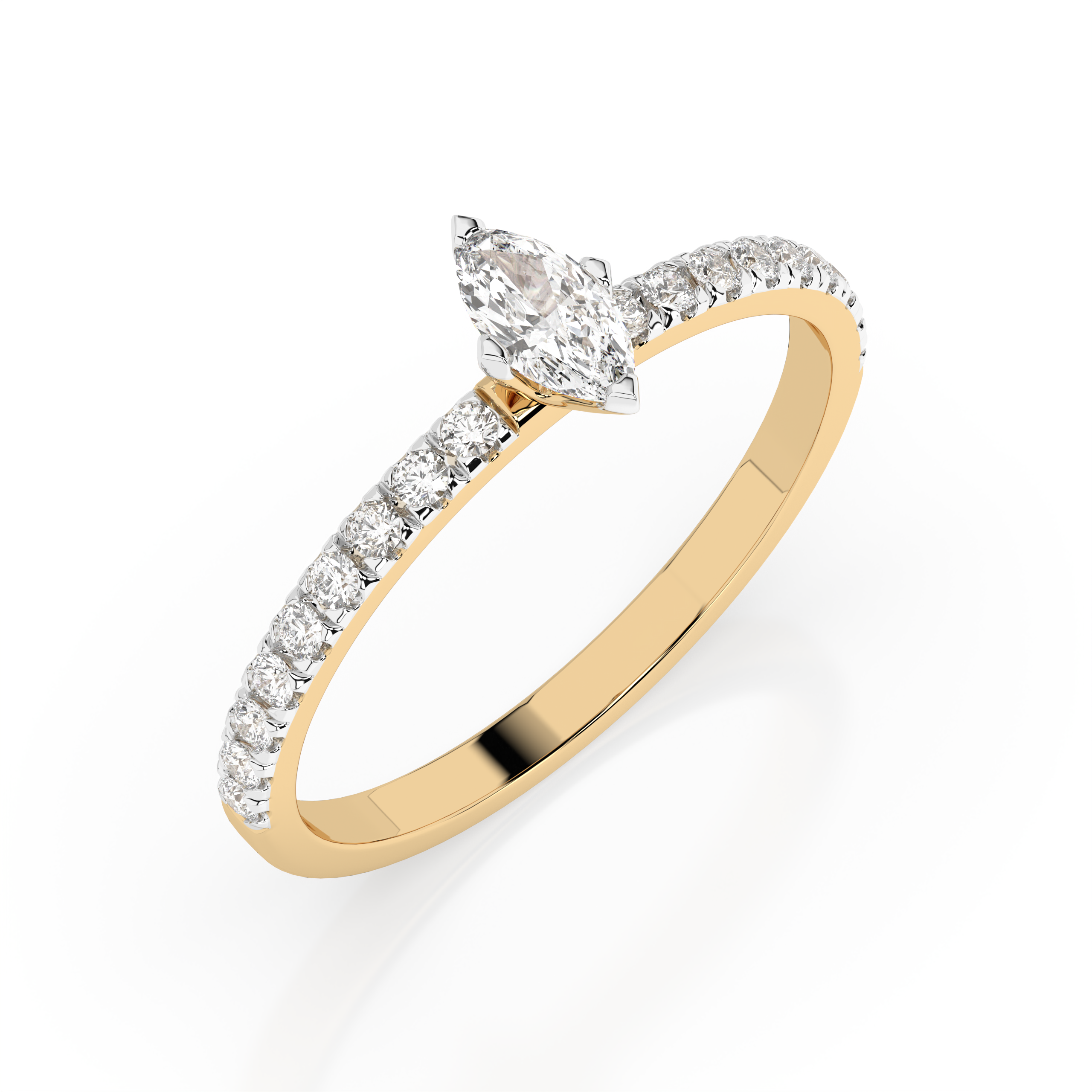 Золота каблучка з діамантом «Класика»