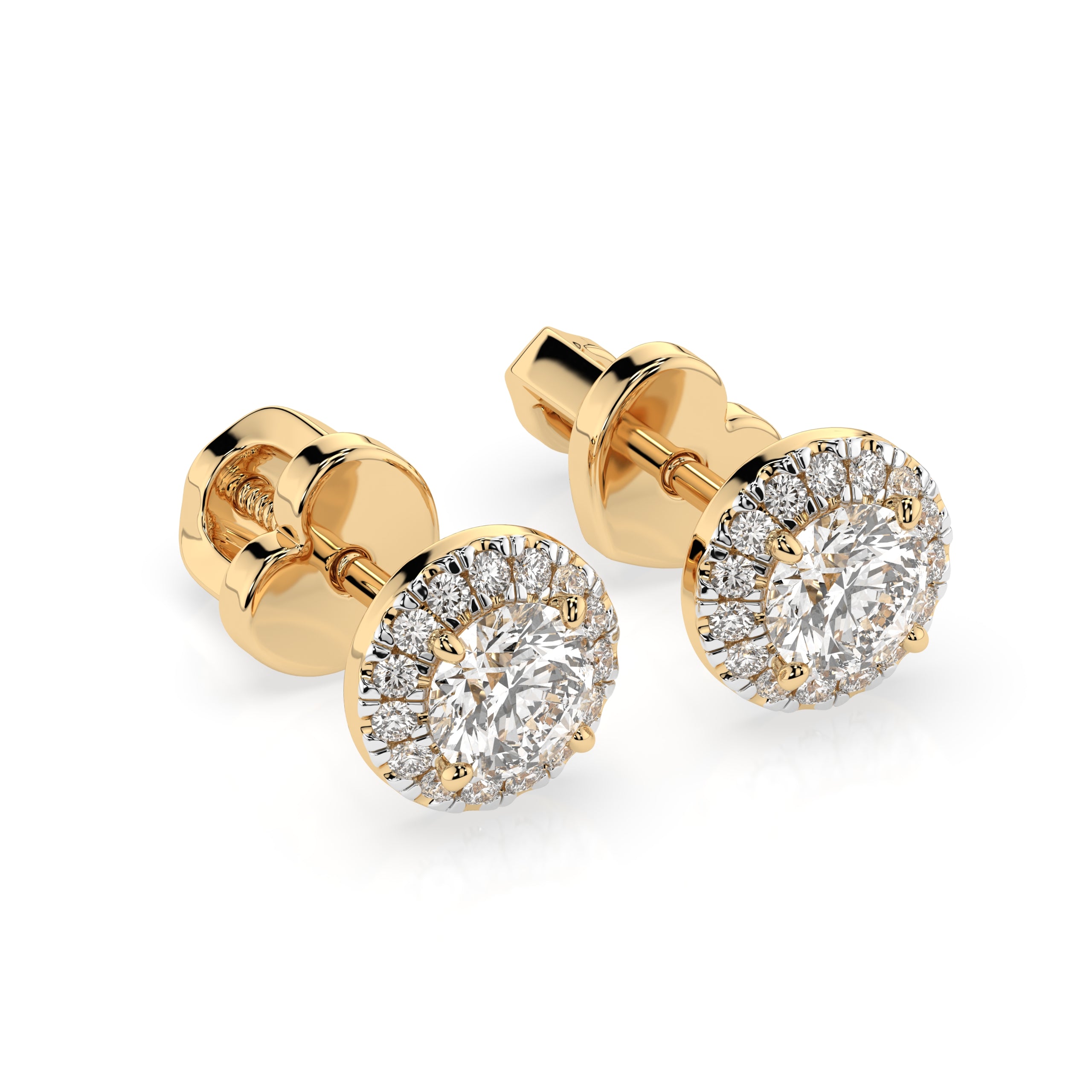 Золоті сережки з діамантом «Класика» — Жовте золото