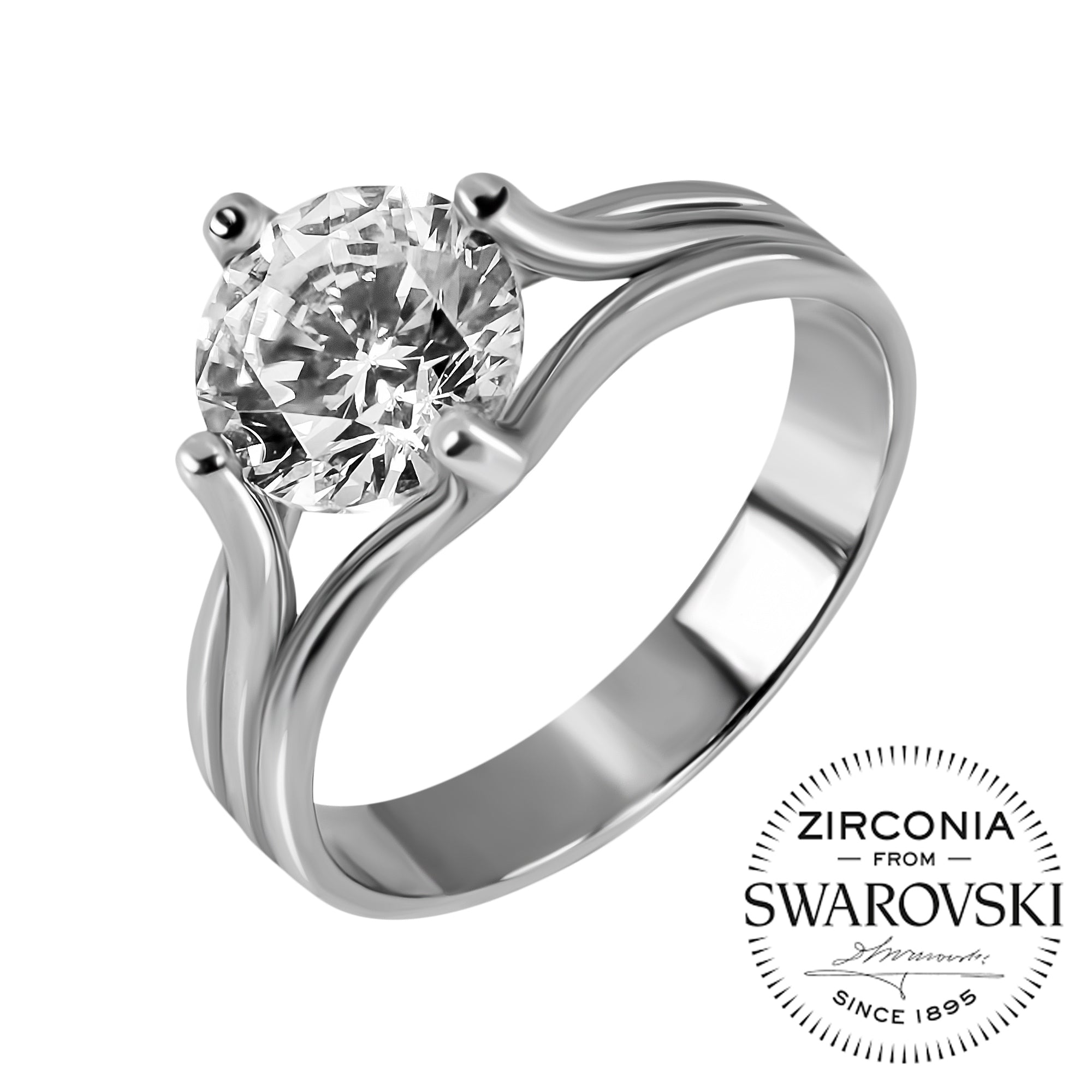 Срібна каблучка з великим каменем Swarovski Мадлен