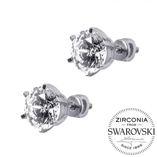 Срібні сережки пусетні з камінням Swarovski Ідилія