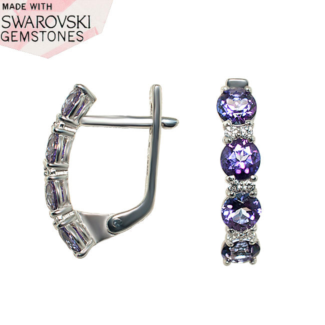 Срібні сережки з бузкови топазом Swarovski Віночок щастя