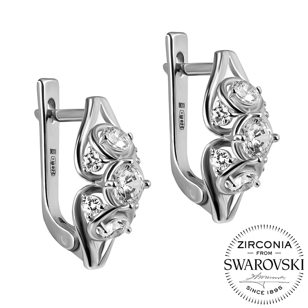 Срібні сережки з камінням Swarovski Мануелла