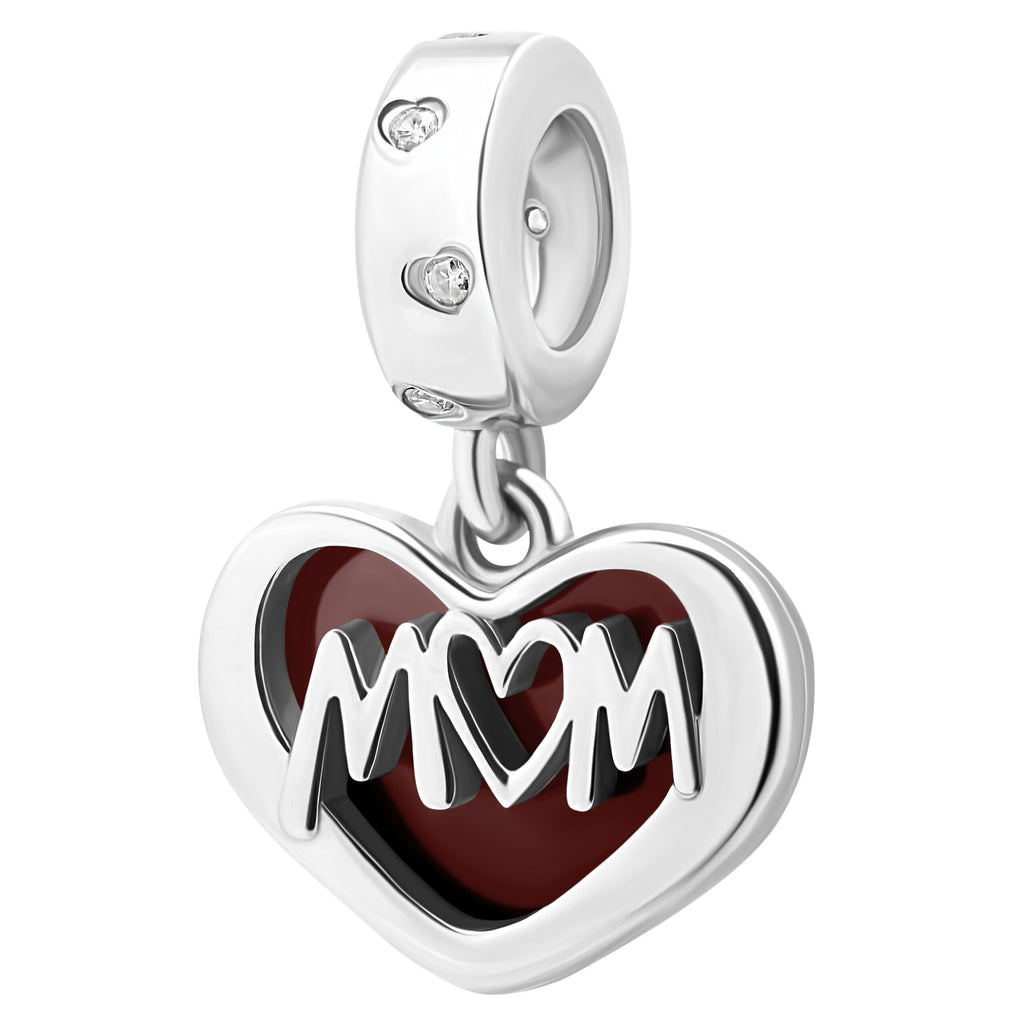 Срібний шарм з емаллю Mom